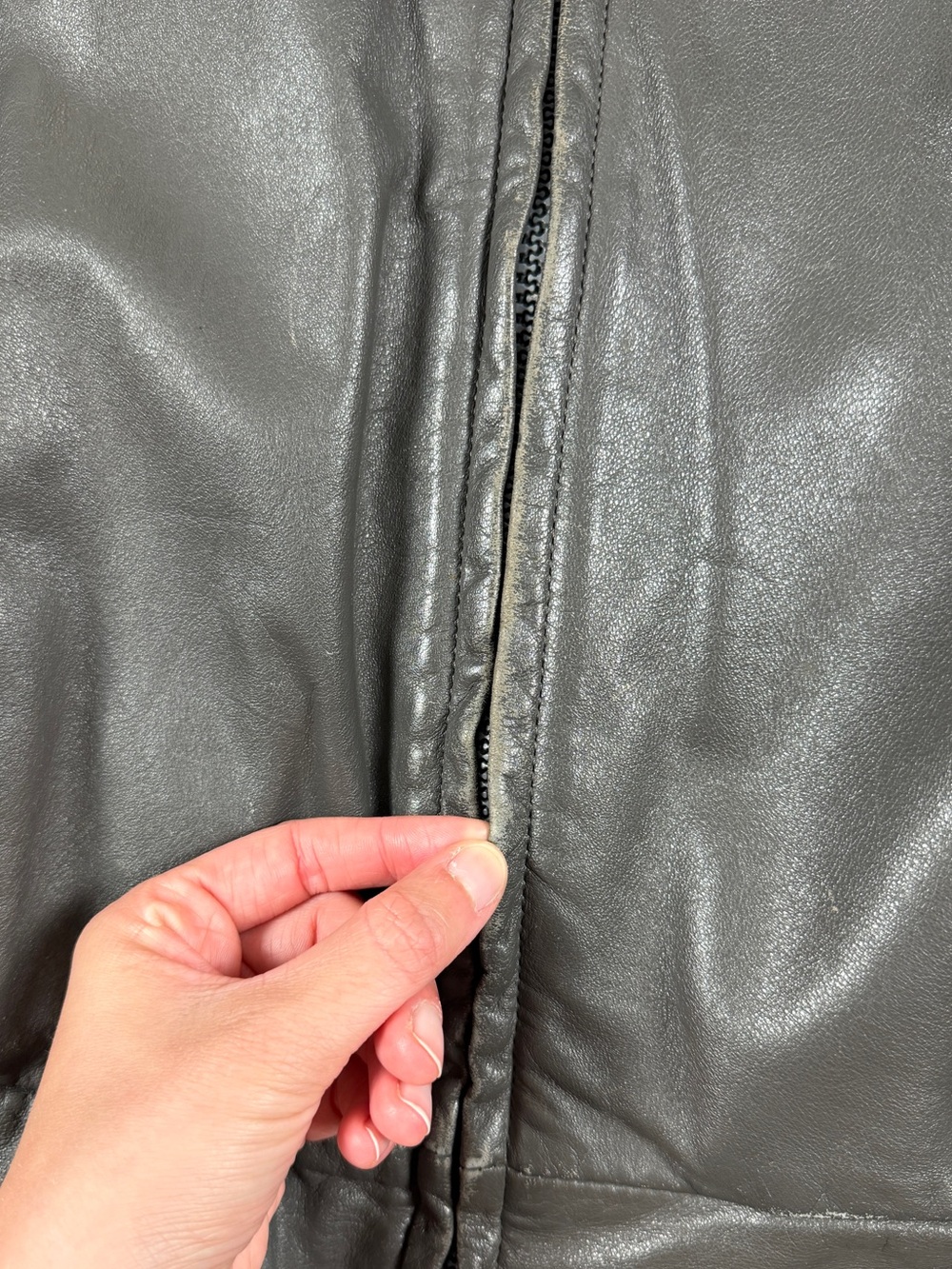 First Gear Grey Leather Heavyweight Ventilated Motorcycle Bomber Jacket Men’s XL - Picture 7 of 13